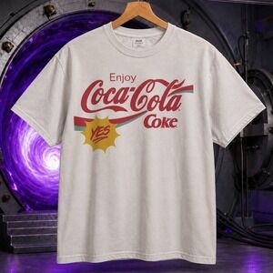 PacSun Soda Graphic T-Shirt Tan Small Enjoy Coke Retro Streetwear Tee
